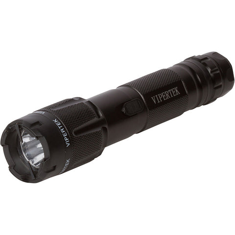 VIPERTEK VTS-T03 - Heavy Duty Stun Gun - Aluminum Rechargeable with LED Tactical Flashlight, Black